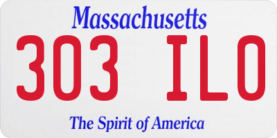 MA license plate 303IL0