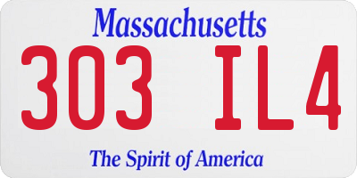 MA license plate 303IL4