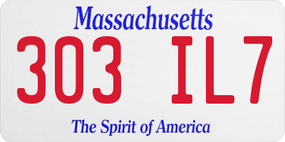 MA license plate 303IL7