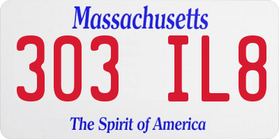 MA license plate 303IL8