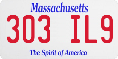 MA license plate 303IL9