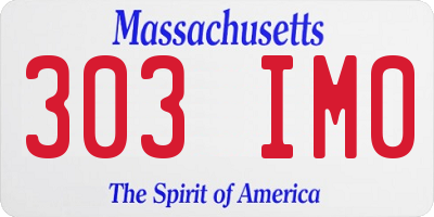 MA license plate 303IM0