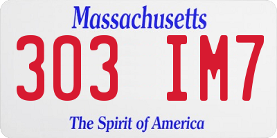 MA license plate 303IM7