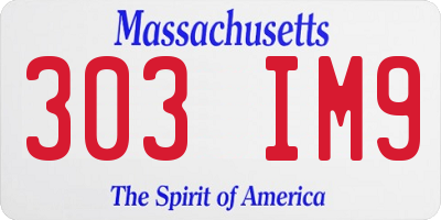 MA license plate 303IM9