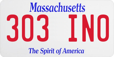 MA license plate 303IN0