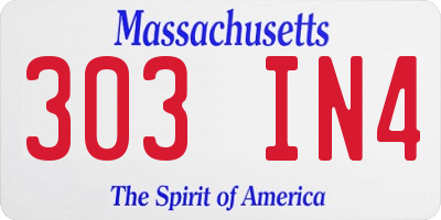 MA license plate 303IN4