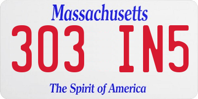 MA license plate 303IN5