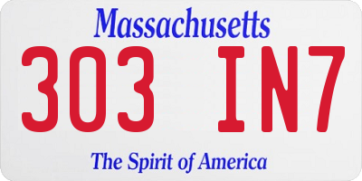 MA license plate 303IN7