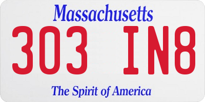 MA license plate 303IN8