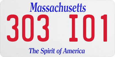 MA license plate 303IO1