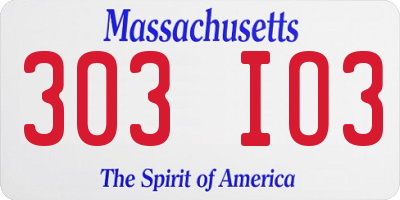 MA license plate 303IO3