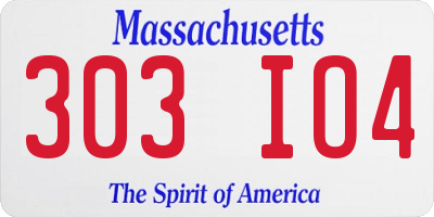MA license plate 303IO4