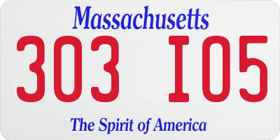 MA license plate 303IO5