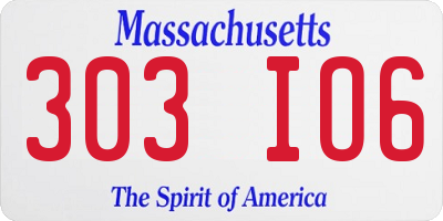 MA license plate 303IO6