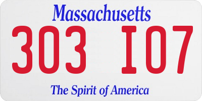 MA license plate 303IO7