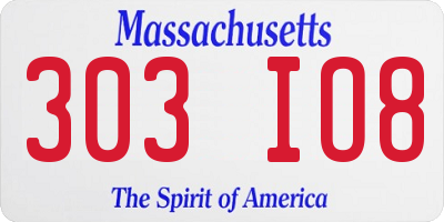 MA license plate 303IO8