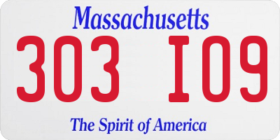 MA license plate 303IO9