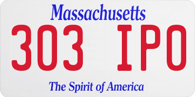 MA license plate 303IP0