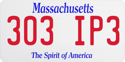MA license plate 303IP3
