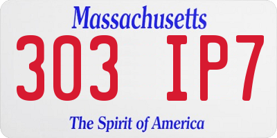 MA license plate 303IP7