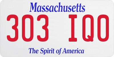 MA license plate 303IQ0