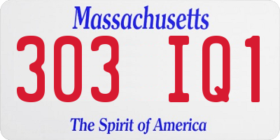 MA license plate 303IQ1