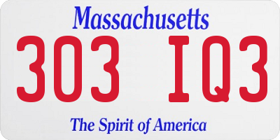 MA license plate 303IQ3