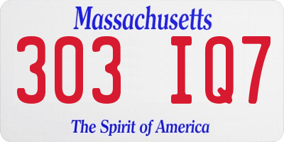 MA license plate 303IQ7