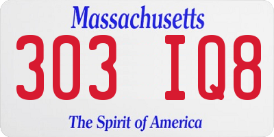 MA license plate 303IQ8