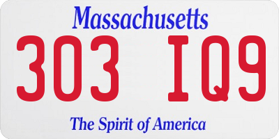 MA license plate 303IQ9
