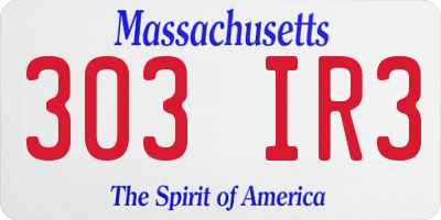 MA license plate 303IR3