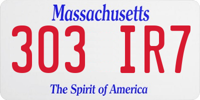 MA license plate 303IR7