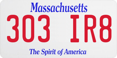 MA license plate 303IR8