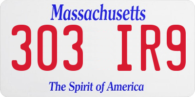 MA license plate 303IR9