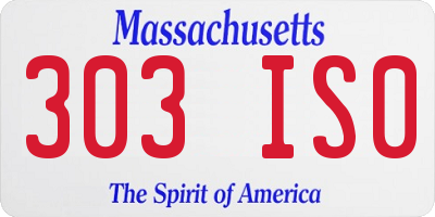 MA license plate 303IS0
