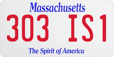 MA license plate 303IS1