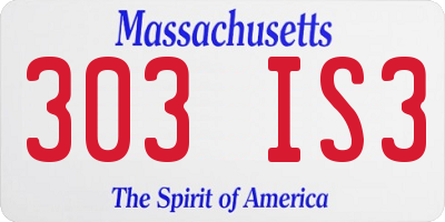 MA license plate 303IS3