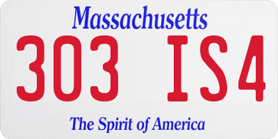 MA license plate 303IS4