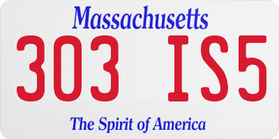 MA license plate 303IS5