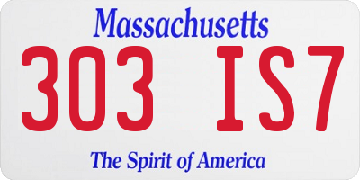 MA license plate 303IS7