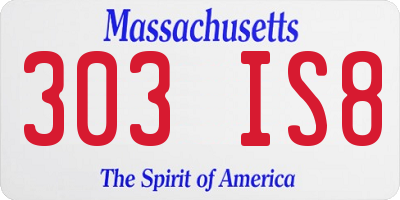 MA license plate 303IS8