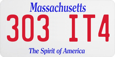 MA license plate 303IT4