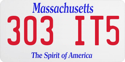 MA license plate 303IT5