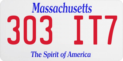 MA license plate 303IT7