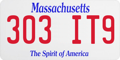 MA license plate 303IT9