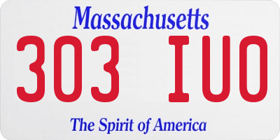MA license plate 303IU0