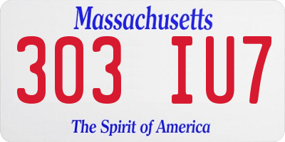 MA license plate 303IU7