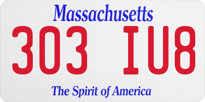 MA license plate 303IU8