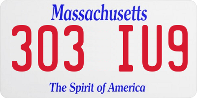 MA license plate 303IU9
