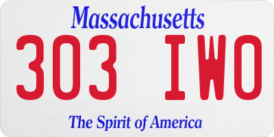 MA license plate 303IW0